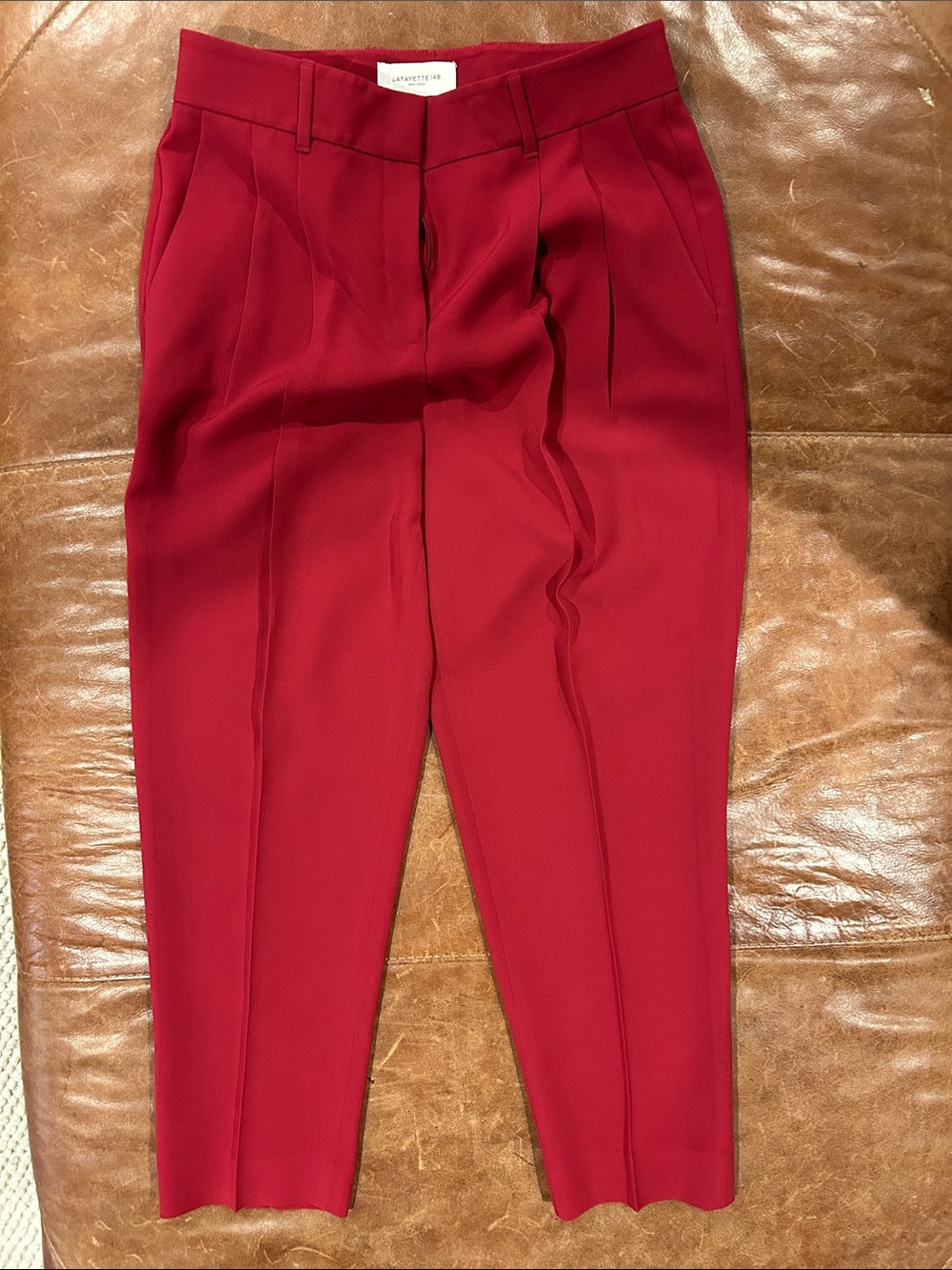 Lafayette 148 New York Crimson Cropped Tailored Pleat Pants